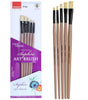 Saphire Flat Paint Brush Set of 5 Professional Taklon Synthetic Long Handle Artist Brushes