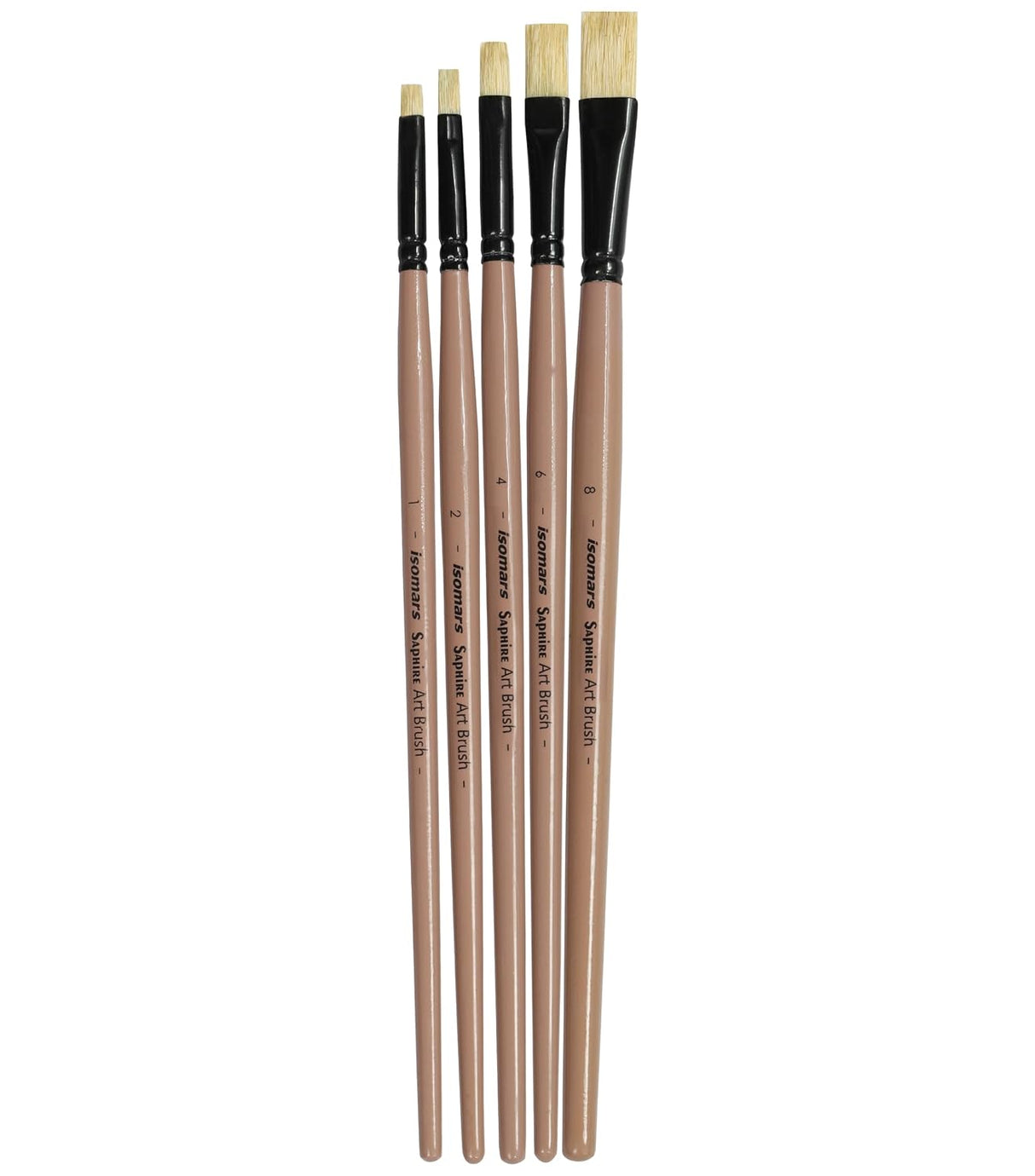 Saphire Flat Paint Brush Set of 5 | Professional Taklon Synthetic Long Handle Artist Brushes for Acrylic, Watercolor, Oil & Gouache Painting | Smooth Strokes, Broad Coverage & Easy Blending