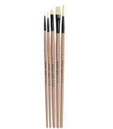 Saphire Flat & Round Paint Brush Set of 5 for Artists | Professional Mixed Art Brush Set for Watercolor, Acrylic & Oil Painting | Smooth Blending, Fine Detailing & Even Strokes Multi-Purpose Brushes