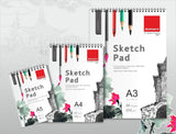 40 Sheets Acid Free A3 Drawing Pad with Artist Brush Set Combo