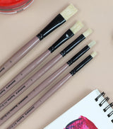Saphire Long Handle Flat Brush Set for Canvas Paper Board and Craft Painting