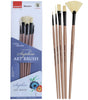 Saphire Master Paint Brush Set of 5 Professional Hog Hair Long Handle Artist Brushes
