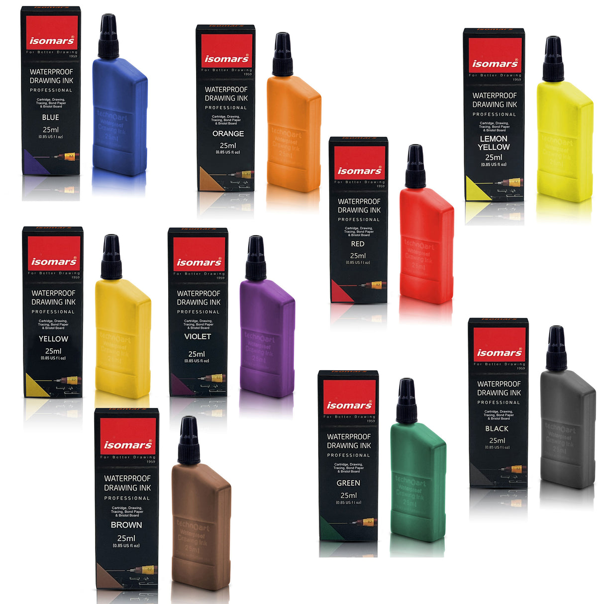 Isomars Technoart Technical Drawing Ink Combo (Set of 9)