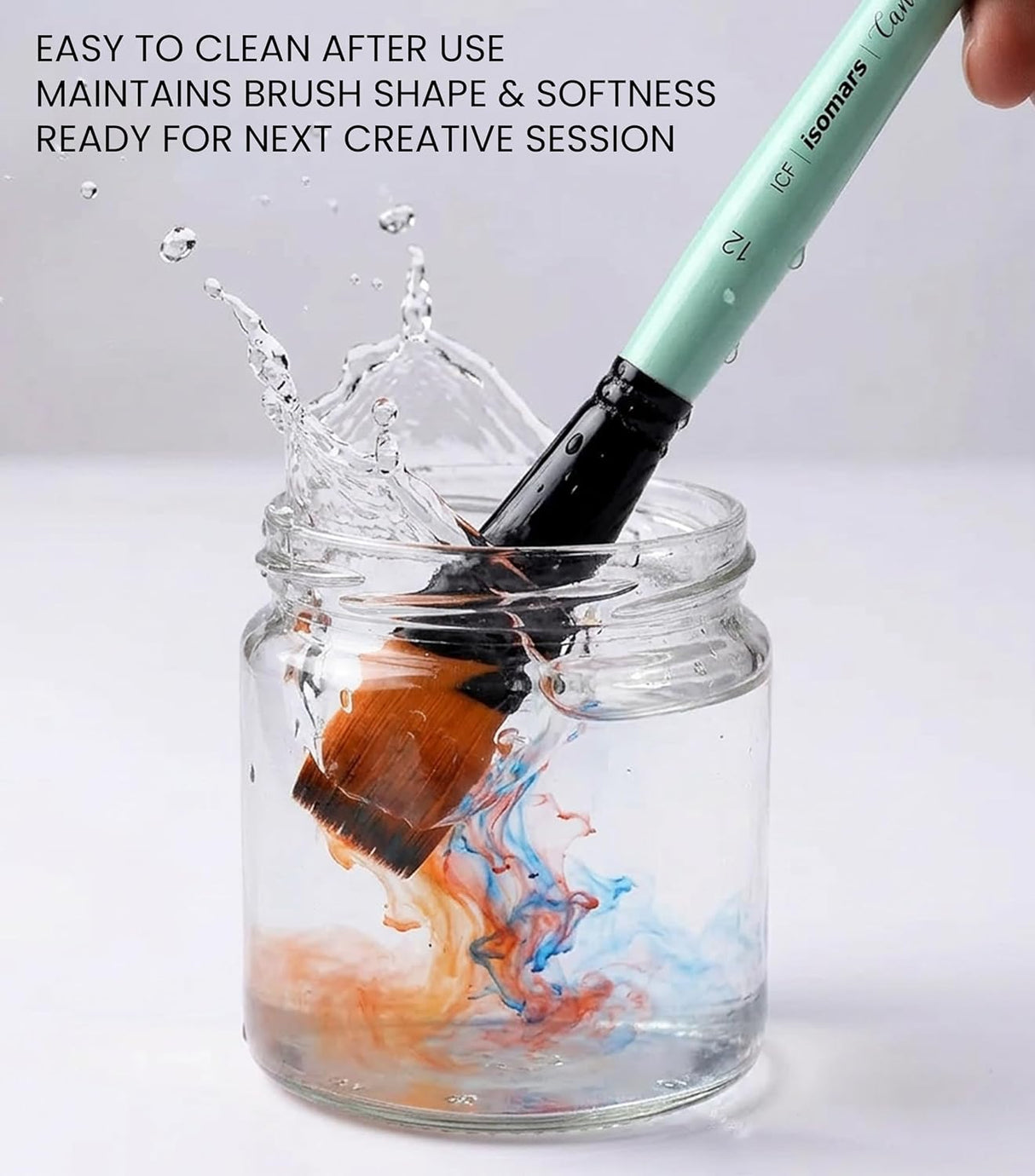 Set of 7 Flat Synthetic Brushes for Broad Strokes Blending and Washes