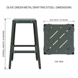 Isomars Olive Green Drawing Board Table - Scholar A1 White Laminated Board 25.5"x35" with Parallel Ruler and Drafting Olive Green Metal Stool Set | Complete Engineer, Draughtsman, Architects Set