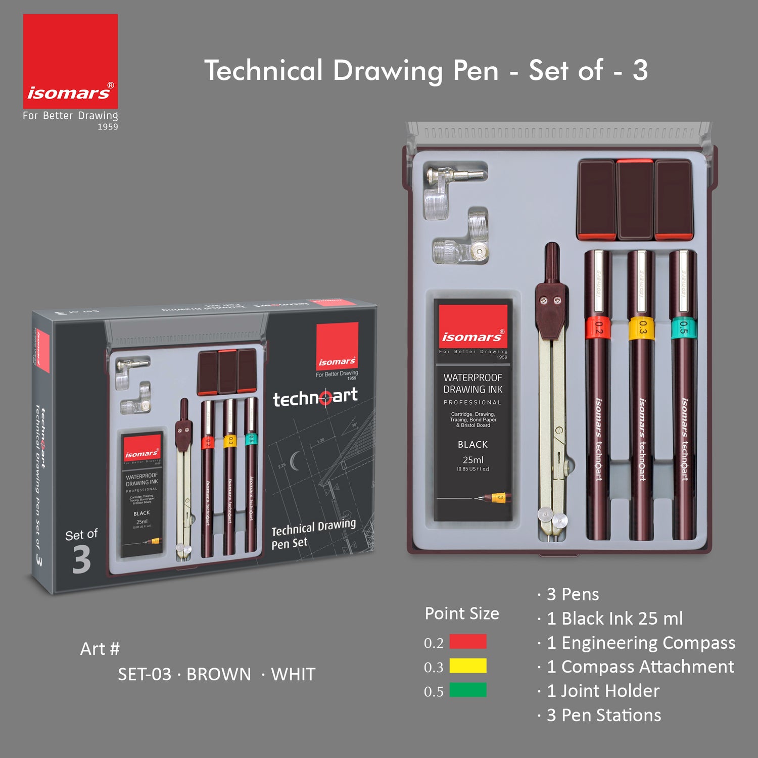 Technoart Technical Drawing Pens (Set of 3)