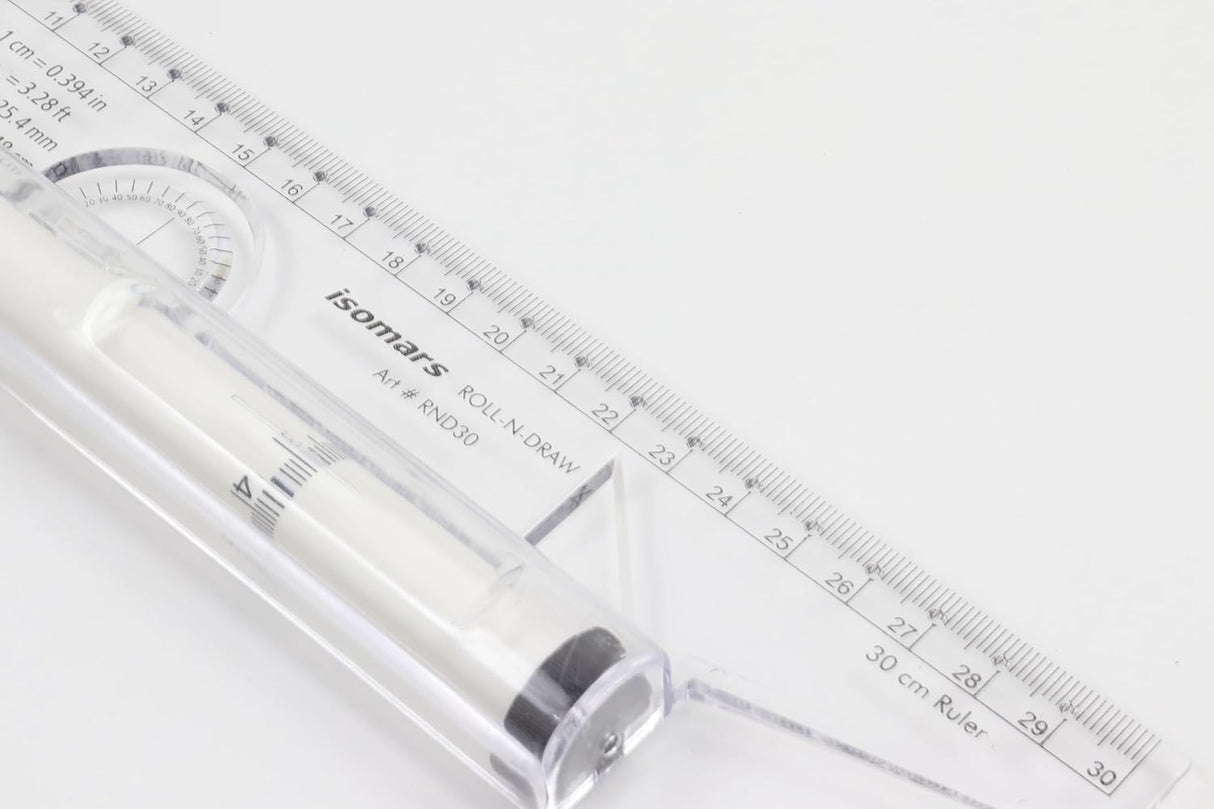 Transparent Rolling Drawing Ruler with Compass Protractor Circle and Angle Templates