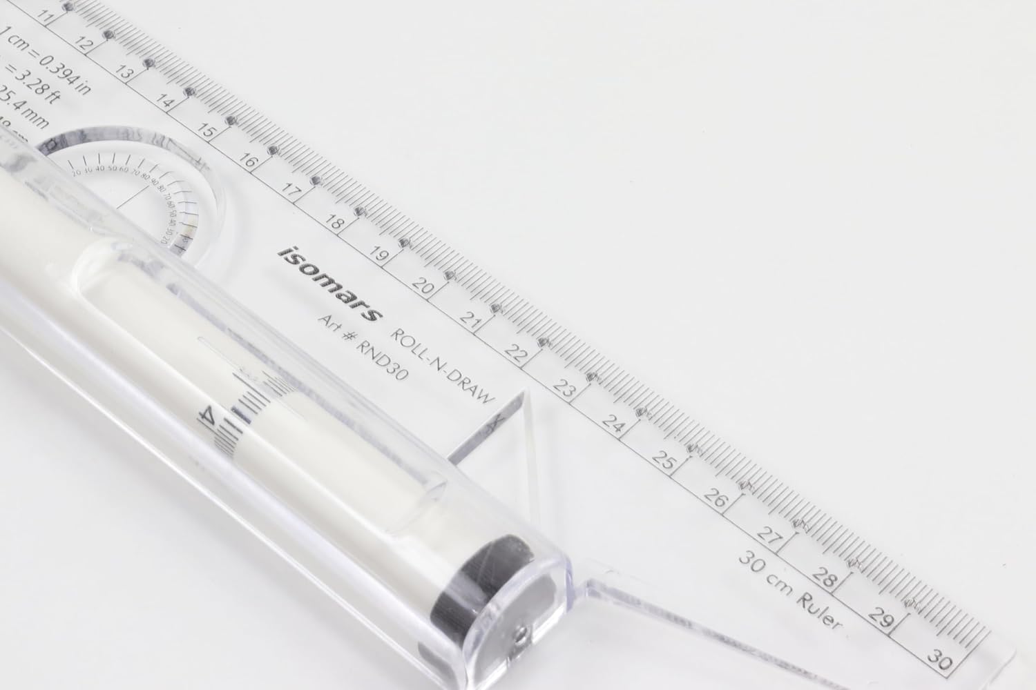 Transparent Rolling Drawing Ruler with Compass Protractor Circle and Angle Templates