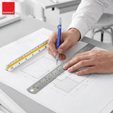 Isomars Triangular Scale 12 Inch with Stainless Steel Measuring Ruler 12 Inch Combo Set | Architect & Engineering Drafting Ruler | Multi-Scale Metric Drawing Tool for Students & Professionals