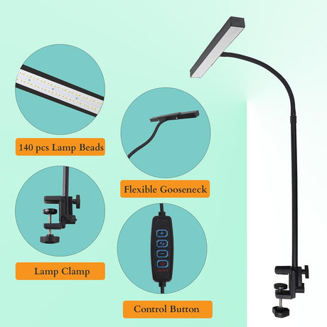 USB Powered Compact Clamp LED Desk Lamp for Focused Study and Workstation Use