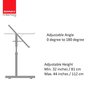 Isomars Drawing Board Table - Scholar with White Laminated Board Size - 25.5"x35" and Drafter