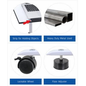 Isomars Multipurpose Laptop Table Study Desk, Lockable Wheels, & Adjustable Height And Angle For Breakfast Table, Wfh & Online Classes (White)