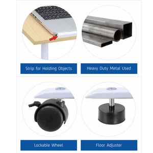 Isomars Multipurpose Laptop Table Study Desk, Lockable Wheels, & Adjustable Height and Angle for Breakfast Table, WFH & Online Classes (Wooden)