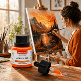Acrylic Ink Orange 35ml | Waterproof Fast-Drying Artist Ink for Calligraphy, Painting, Airbrush & Mixed Media Art - Isomars