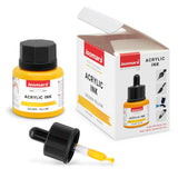 Acrylic Ink Set of 12 Colors with Dropper | Waterproof, Lightfast Professional Artist Inks for Canvas, Fabric, Illustration & Airbrush - Isomars