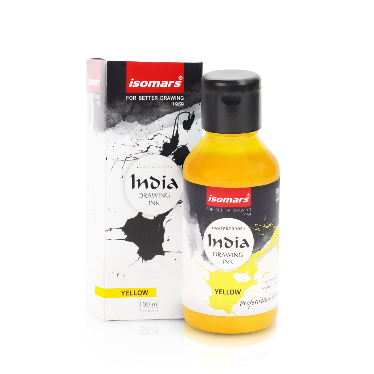 India Waterproof Drawing Ink - 100ML Fadeproof, Non-Toxic, Professional Art Supplies - Isomars