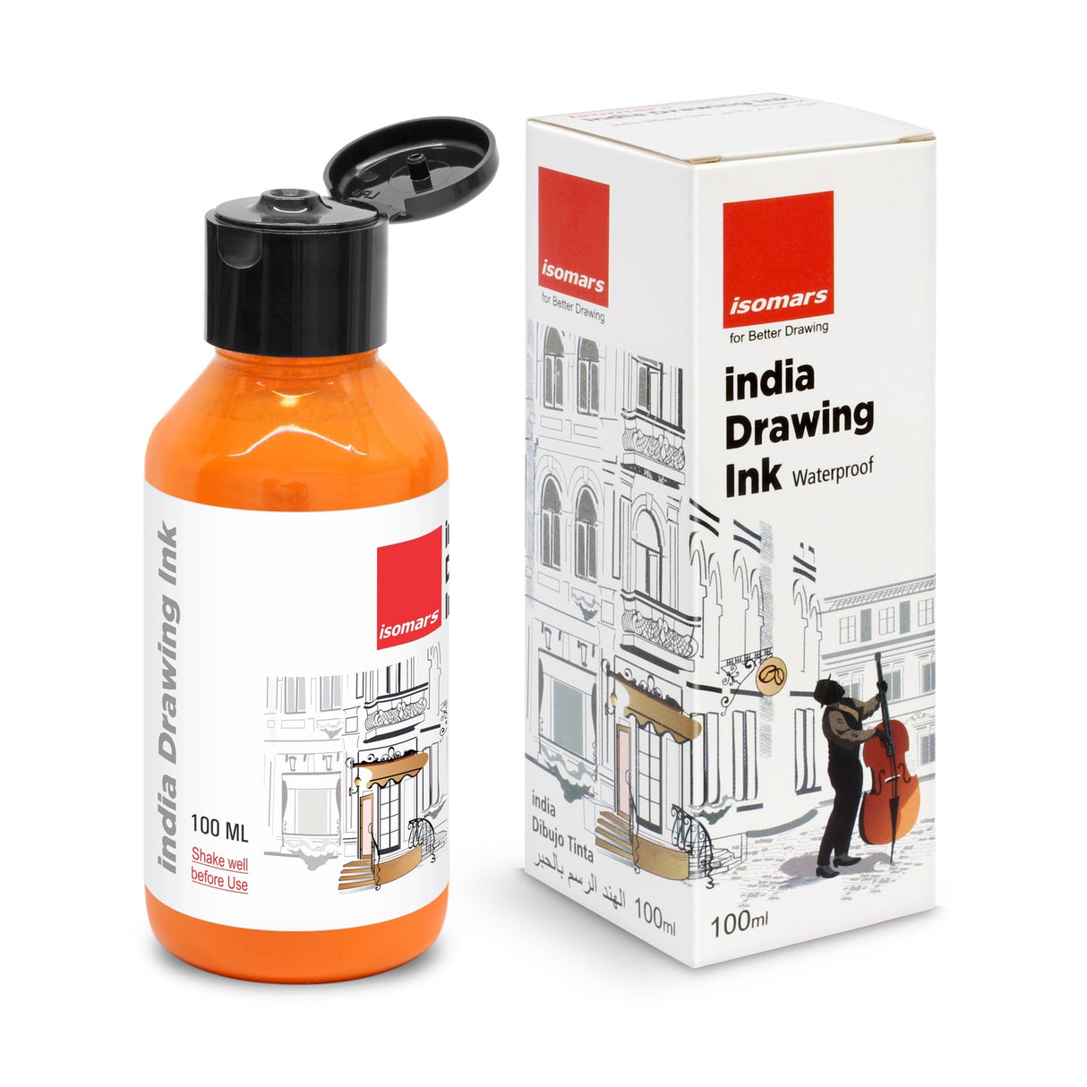 India Waterproof Drawing Ink - 100ML Fadeproof, Non-Toxic, Professional Art Supplies - Isomars