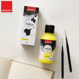 India Waterproof Drawing Ink Lemon Yellow 100ml | Permanent Lightfast Artist Ink for Calligraphy, Airbrush, Illustration & Fabric Painting - Isomars
