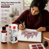India Waterproof Drawing Ink Maroon 100ml | Permanent Lightfast Artist Ink for Calligraphy, Airbrush, Illustration & Fabric Painting - Isomars