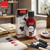 India Waterproof Drawing Ink Maroon 100ml | Permanent Lightfast Artist Ink for Calligraphy, Airbrush, Illustration & Fabric Painting - Isomars