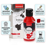 India Waterproof Drawing Ink Red 100ml | Permanent Lightfast Artist Ink for Calligraphy, Airbrush, Illustration & Fabric Painting - Isomars