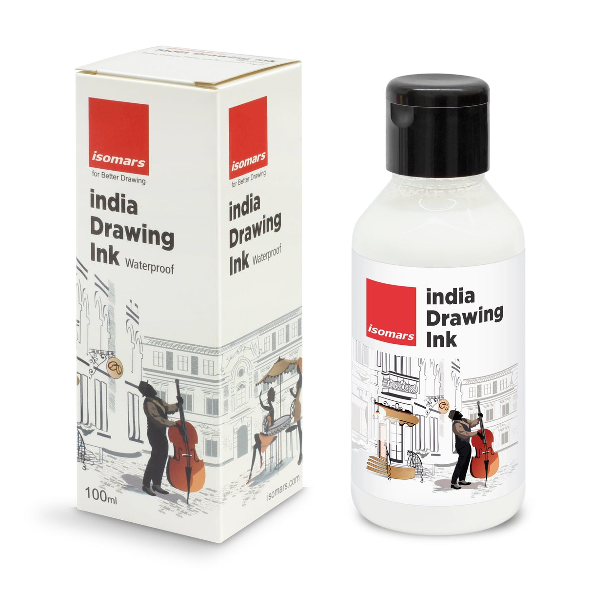 India Waterproof Drawing Ink White 100ml | Permanent Lightfast Artist Ink for Calligraphy, Airbrush, Illustration & Fabric Painting - Isomars