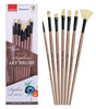 Isomar Saphire Long Handle Painter’s Paint Brush Set of 7 – Mixed Shape Brushes (Filbert, Fan, Angular, Flat, Round, Deer Foot, Dagger) Hog Hair Brushes for Acrylic & Oil Painting, Artist Brush Set - Isomars