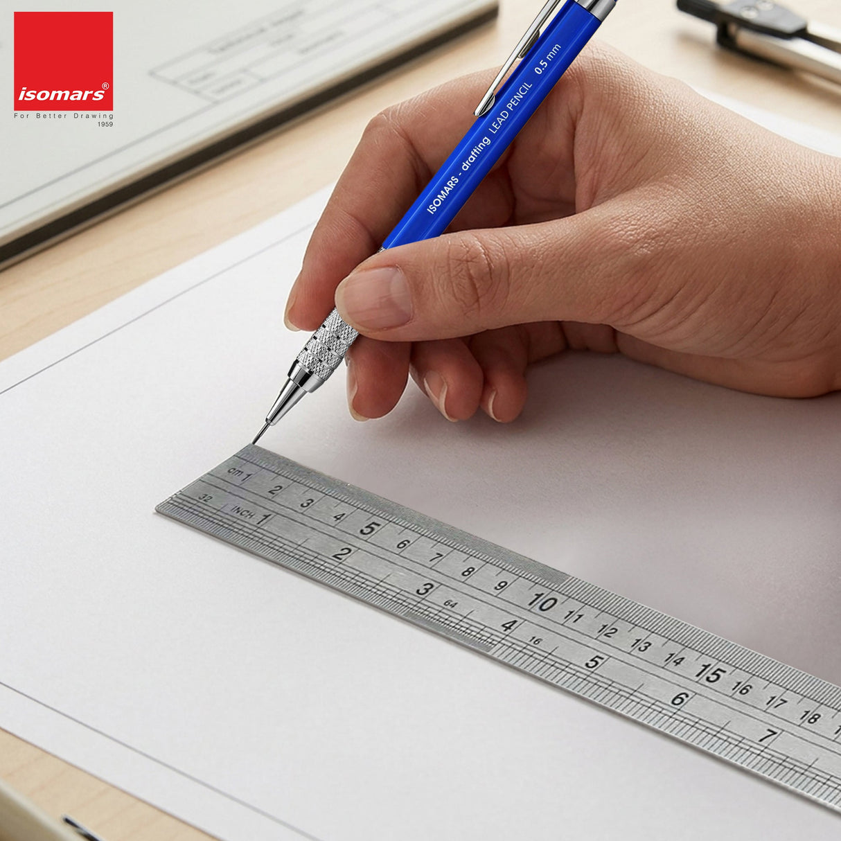 Isomars 12 Inch Aluminium Cutting Ruler & 12 Inch Stainless Steel Scale Combo | Dual Side CM & Inch Markings | Precision Measuring Rulers for Drawing, Drafting, Craft, Office & School Use - Isomars