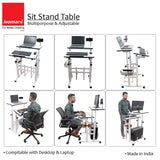 Isomars 24"/61cm Wide Made In India Desktop & Laptop Multipurpose Adjustable Table & Computer Workstation - Useful for Using Gadgets Like Desktop, Laptop, Tab/iPad etc (White) - Isomars