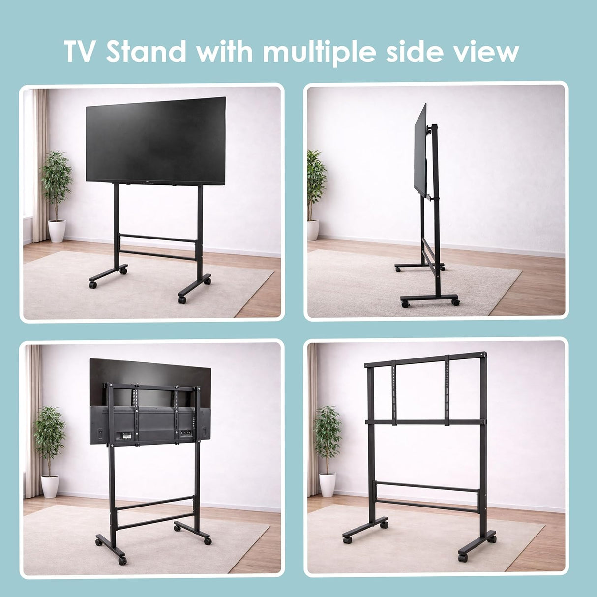 ISOMARS 26''–65'' TV Floor Cart with Wheels | Heavy Duty Movable Mobile TV Stand with Shelf, Lockable Wheels & Universal VESA Mount for Home, Office, Classroom & Presentation Use - Isomars