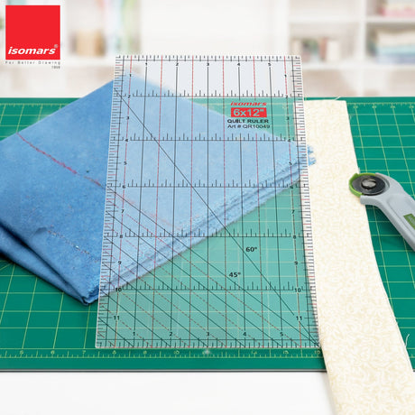 Isomars 6 x 12 Inch Acrylic Quilt Ruler for Sewing & Fabric Cutting - Isomars