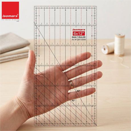 Isomars 6 x 12 Inch Acrylic Quilt Ruler for Sewing & Fabric Cutting - Isomars