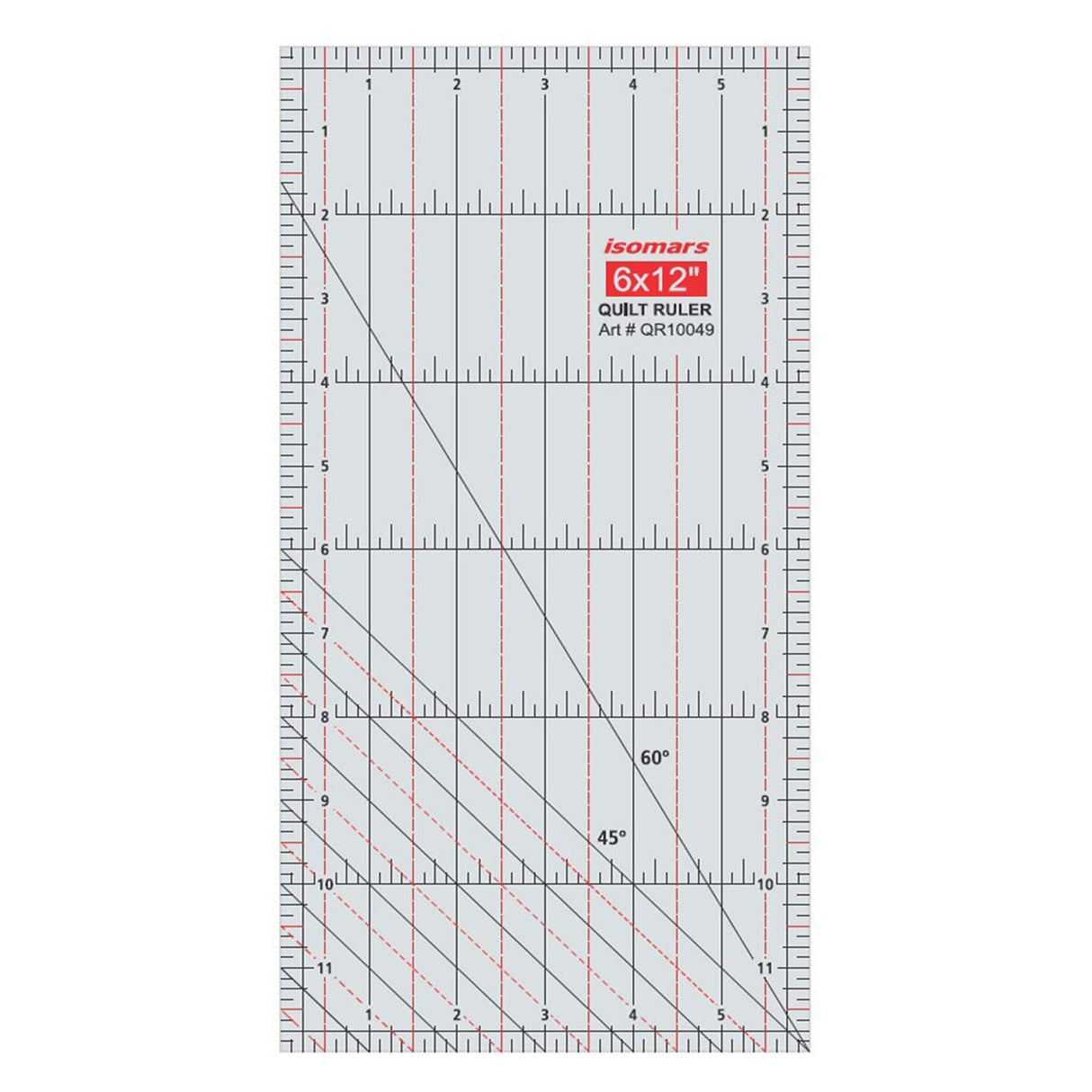 Isomars 6 x 12 Inch Acrylic Quilt Ruler for Sewing & Fabric Cutting - Isomars