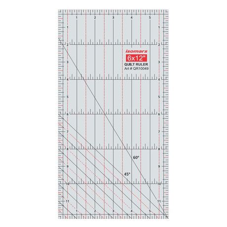Isomars 6 x 12 Inch Acrylic Quilt Ruler for Sewing & Fabric Cutting - Isomars