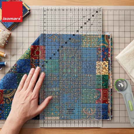 Isomars 6" x 12" Patchwork Quilting Ruler for Sewing & Cutting - Isomars
