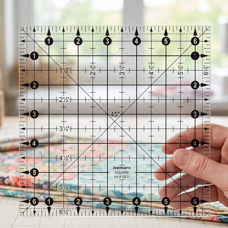 Isomars 6.5" x 13" Easy Quilting Ruler for Sewing & Cutting - Isomars
