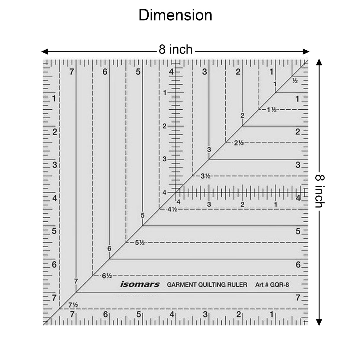 Isomars 8" x 8" Garment Quilting Ruler for Sewing & Cutting - Isomars