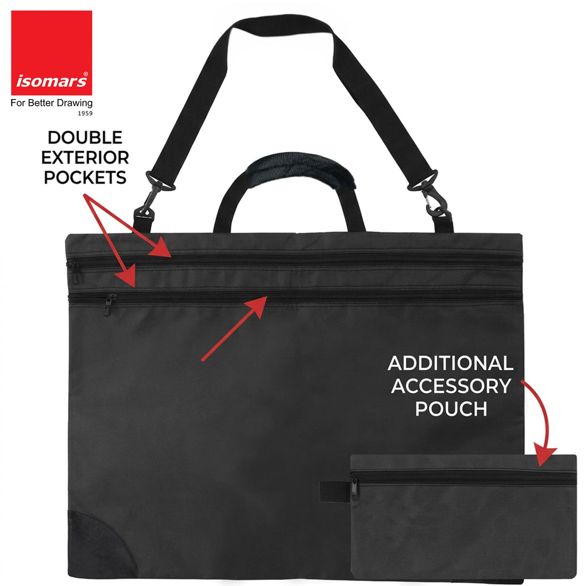 Isomars A2 Art Carry Bag with Tool Pouch | Drawing Portfolio Bag - Isomars