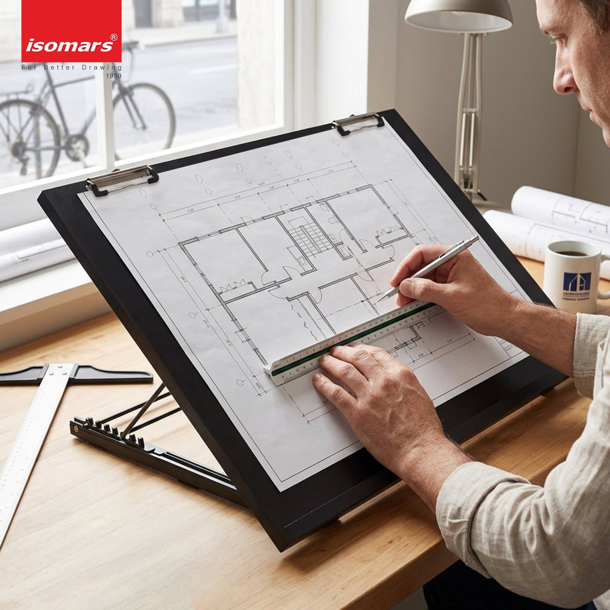 Isomars A3 Drawing Board 21 x 16" | Adjustable Angle – Black - Isomars