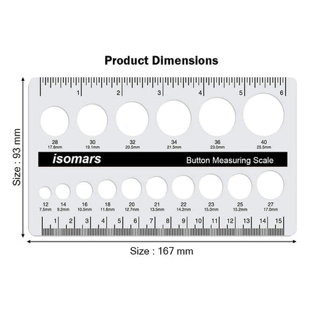 Isomars Acrylic Button Measuring Scale for Tailoring & Fashion Design - Isomars