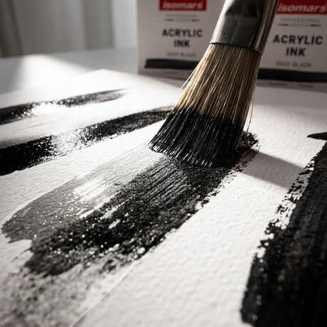 Isomars Acrylic Ink 35ml Deep Black Waterproof Ink with Dropper - Isomars