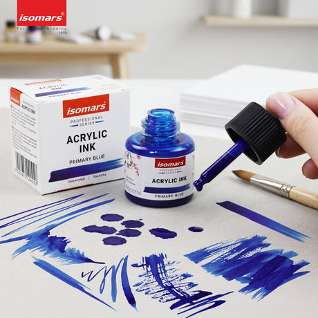 Isomars Acrylic Ink Blue 35ml with Dropper for Art & Drawing - Isomars