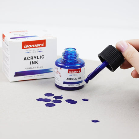Isomars Acrylic Ink Blue 35ml with Dropper for Art & Drawing - Isomars