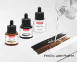 Isomars Acrylic Ink Set of 3: Deep Black, Titanium White, Brown - Isomars