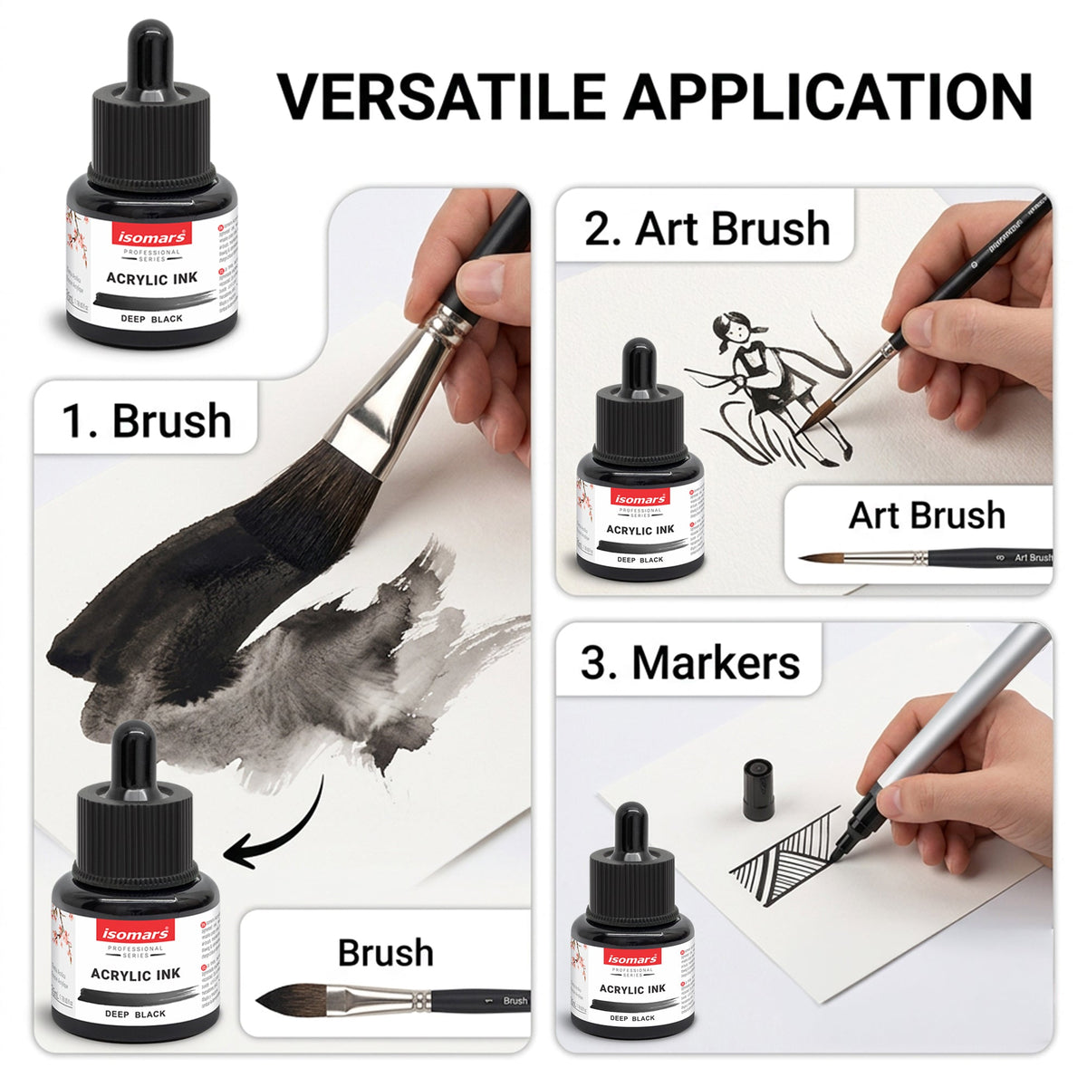 Isomars Acrylic Ink White & Black Combo 35ml Each with Dropper - Isomars