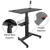 Isomars Airlift Made in India Multipurpose Height Adjustable 'SIT & Stand Laptop Table' with Foot Lever for Breakfast, Online Classes, Other Activities with Large Table Top (Black) - Isomars