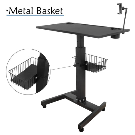 Isomars Airlift Made in India Multipurpose Height Adjustable 'SIT & Stand Laptop Table' with Foot Lever for Breakfast, Online Classes, Other Activities with Large Table Top (Black) - Isomars
