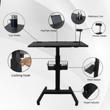 Isomars Airlift Made in India Multipurpose Height Adjustable 'SIT & Stand Laptop Table' with Foot Lever for Breakfast, Online Classes, Other Activities with Large Table Top (Black) - Isomars