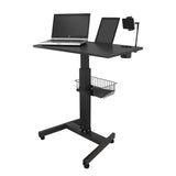 Isomars Airlift Made in India Multipurpose Height Adjustable 'SIT & Stand Laptop Table' with Foot Lever for Breakfast, Online Classes, Other Activities with Large Table Top (Black) - Isomars