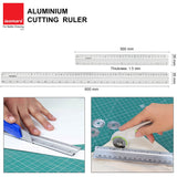 Isomars Aluminium Cutting Rulers Combo Set of 2 (12 Inch & 24 Inch) | Metal Cutting Scale with Inch & CM Markings | Non-Slip Edge for Precision Cutting, Drafting, Measuring & Craft Work - Isomars